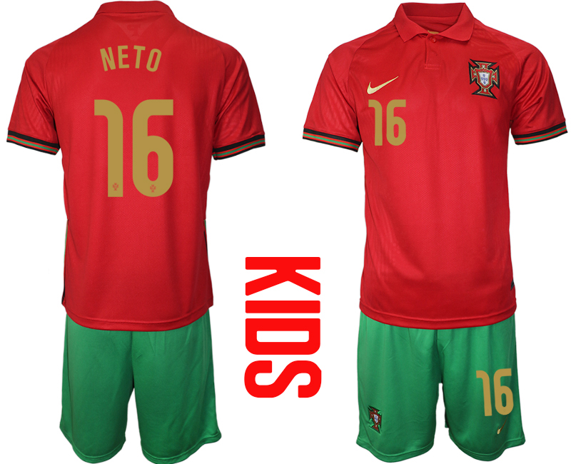 2021 European Cup Portugal home Youth #16 soccer jerseys->youth soccer jersey->Youth Jersey